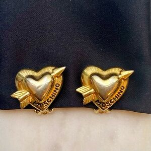 Rare Vintage Moschino Heart & Arrow Earrings